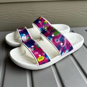 Crocs Solarized Tie Dye Double Strap Slide Sandals Size 9 Men’s, 11 Women’s